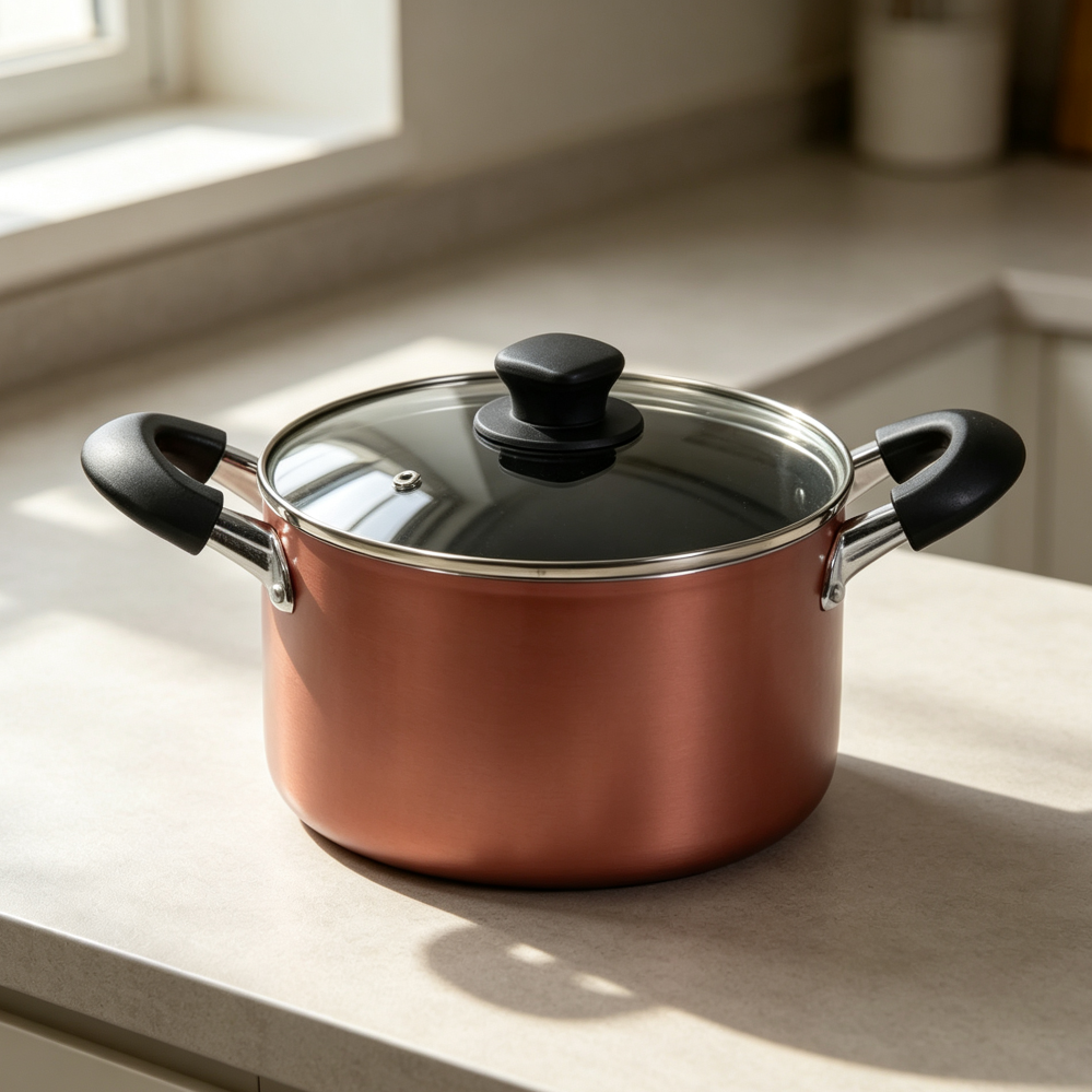 7.9" Deep Double Handed Pot with Glass Lid Induction - Image 2